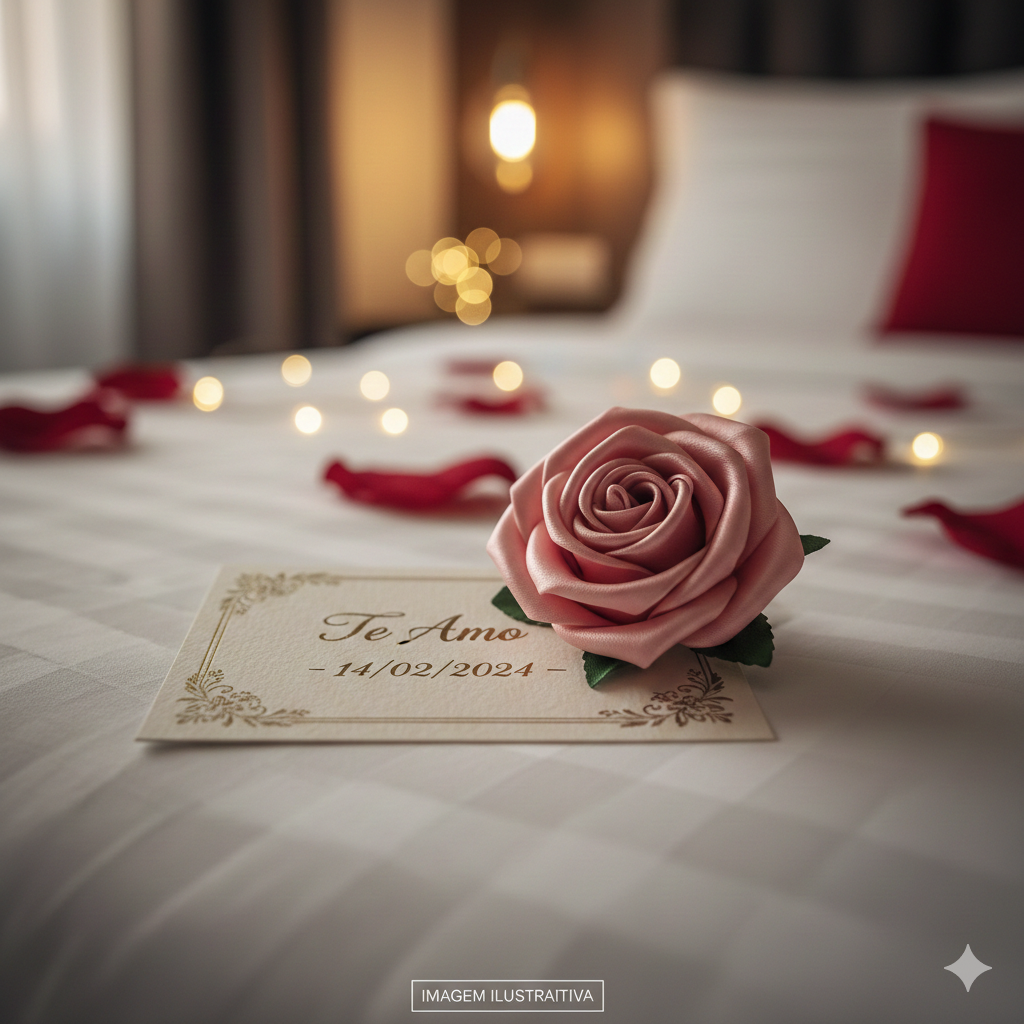 Botão de Rosa de Cetim com Cartão Personalizado